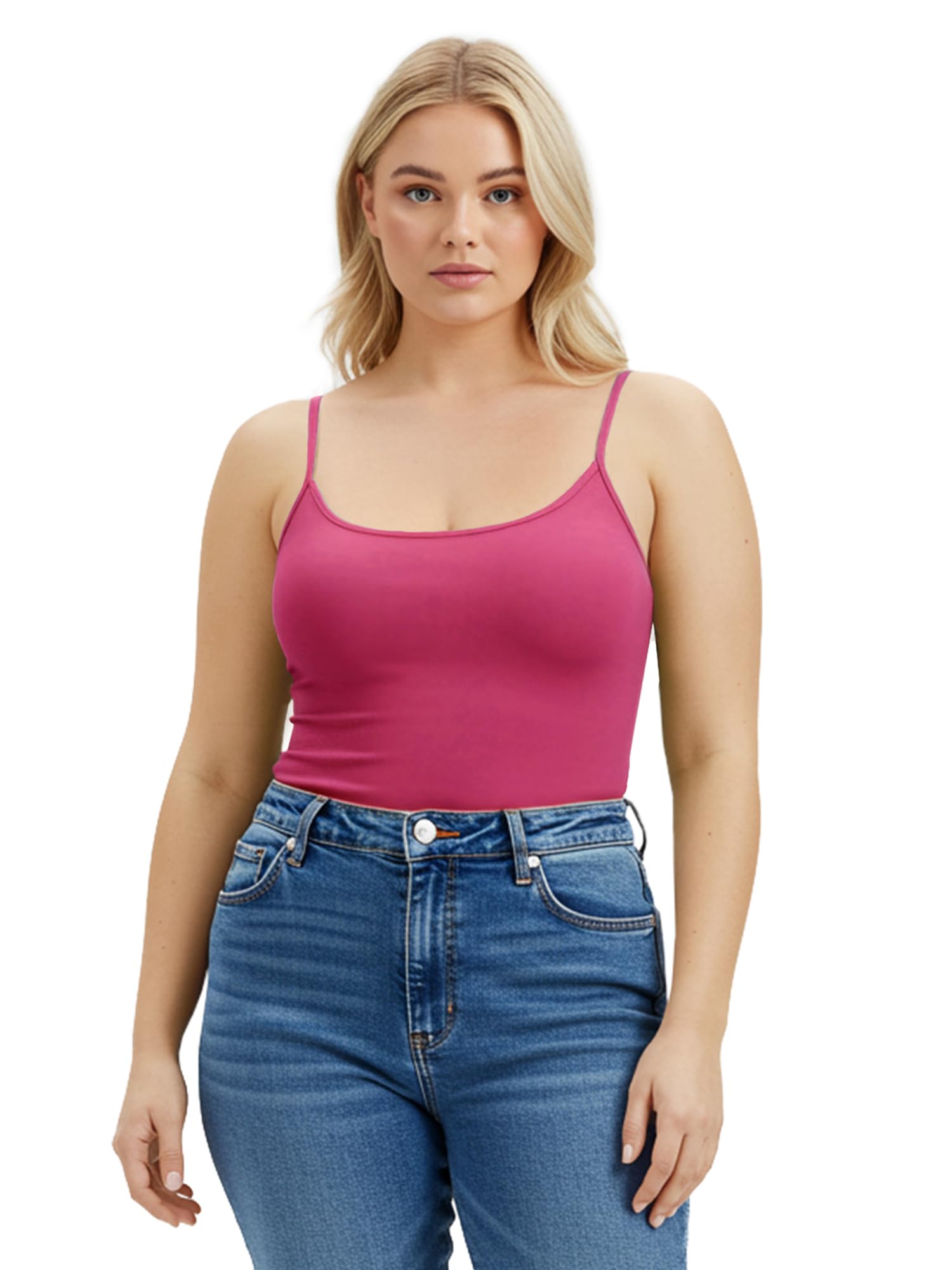 Emmalise Women's Basic Casual Long Camisole Adjustable Strap Cami Layering Top