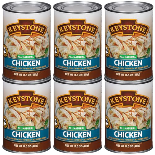 Keystone Meats All Natural Heat and Serve Canned Chicken 14.5 oz – Fully Cooked Canned Meat – 98% Fat Free – Shelf Stable with 5-Year Shelf Life – Premium Pantry Staple for Everyday Meals – Emergency Survival Canned Food – Ready to Eat – Gluten Free – Made in USA – Pack of 6