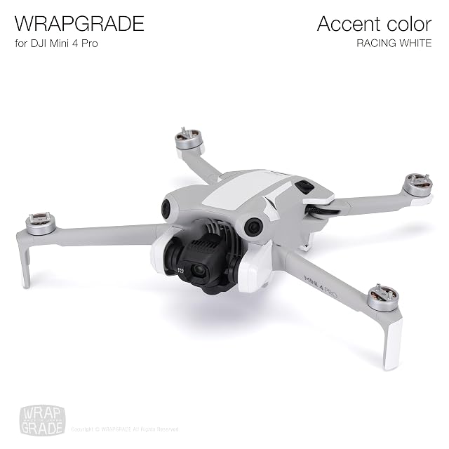 Foto 3 de 6 de Wrapgrade Skin Compatible con DJI Mini 4 Pro - Accent Color (Racing White)
