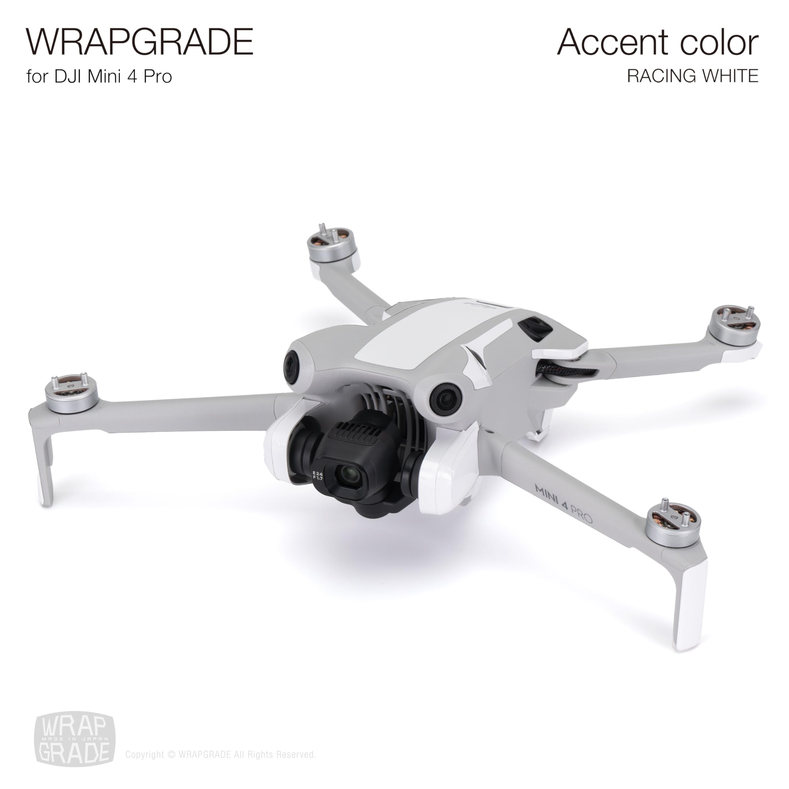 WRAPGRADE Skin Stickers Compatible with DJI Mini 4 Pro, Racing White - Image 3