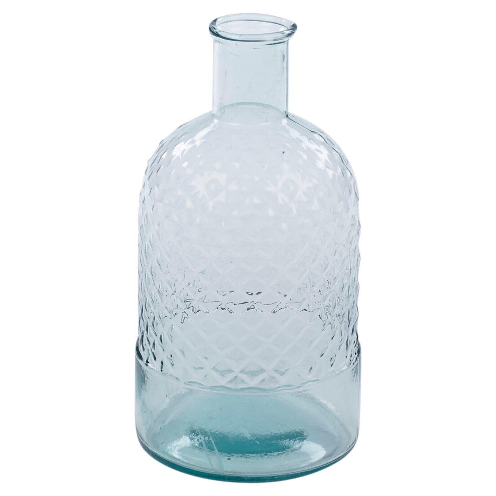 Urbnliving Transparent Wide Mouth Glass Vase Honeycomb Design For Flowers Arrangements Display - Heavy Rounded Bottle Style - Decorative Vase For Home Table & Entryway Decor And Events