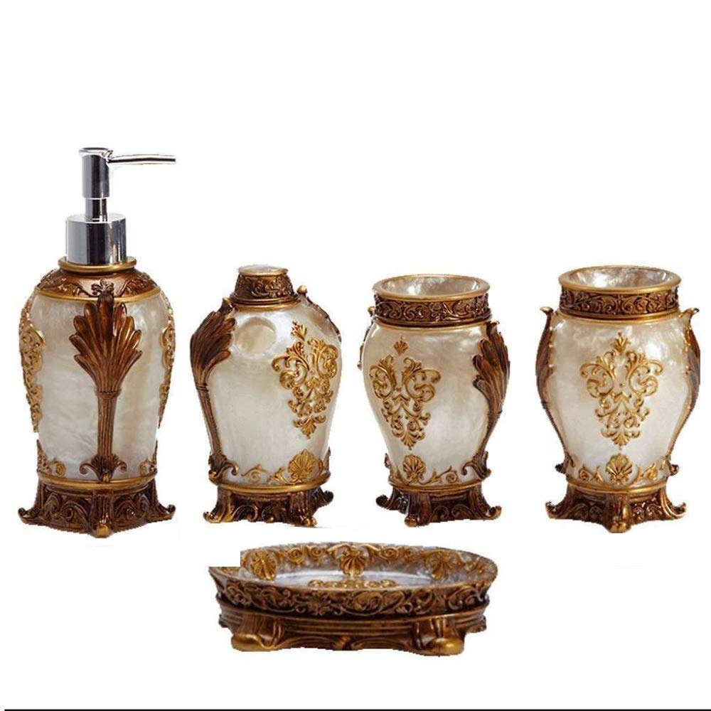 5pc Fashion Resion Cepillo De Dientes Porta Dispensador De Jabón Jabonera Productos para El Hogar Accesorios De Baño Set