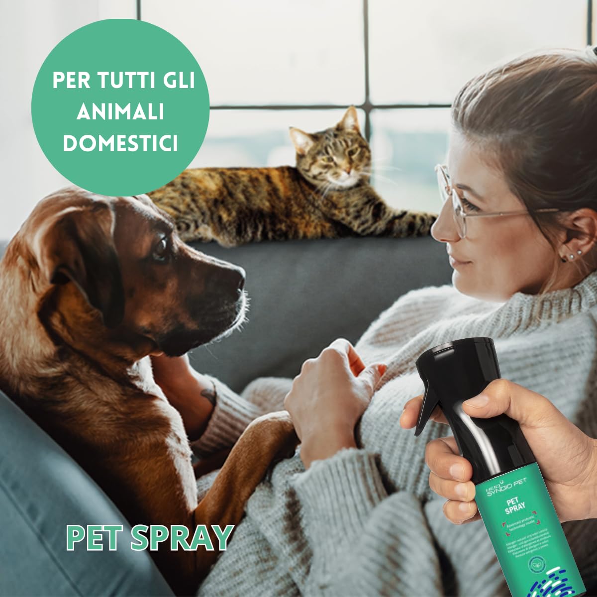 Pet Spray - Probiotico, elimina allergeni e odori dagli Animali Domestici. Conf. 180 ml.