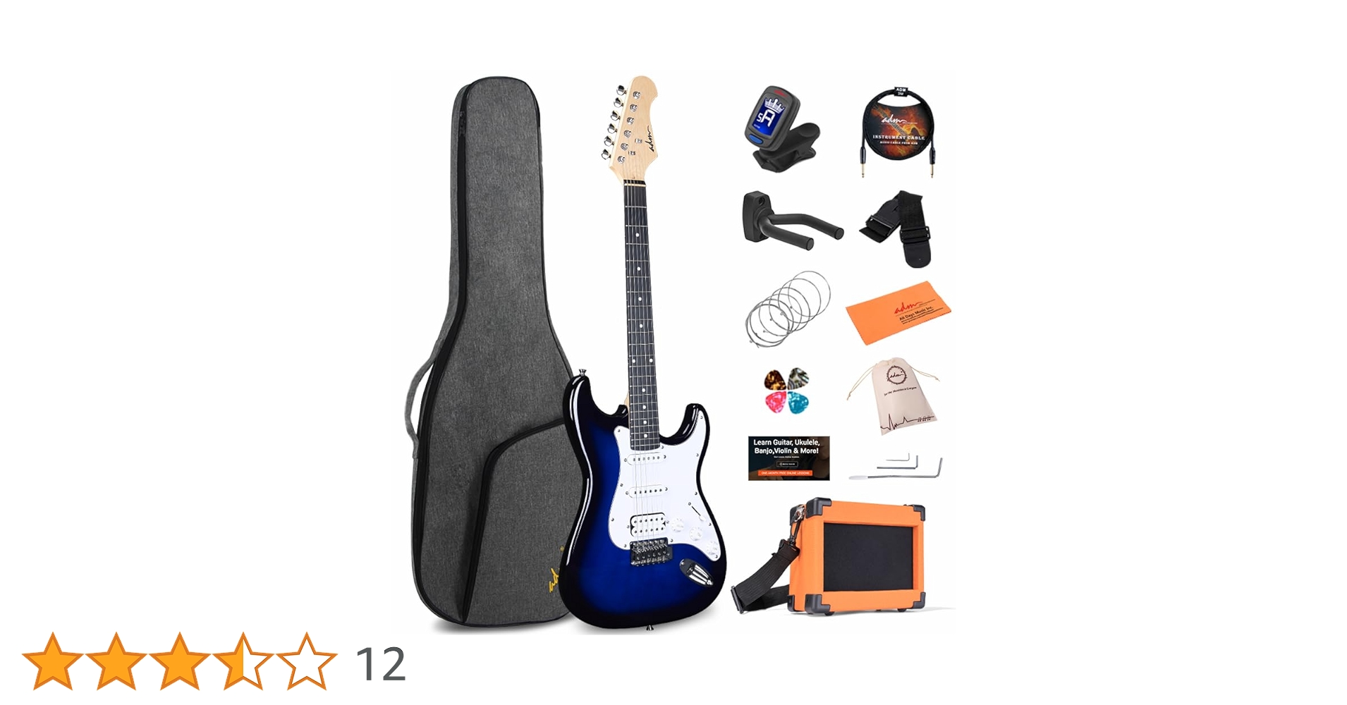 Amazon | ADM エレキギター 初心者キット 39インチ フルサイズ ギター