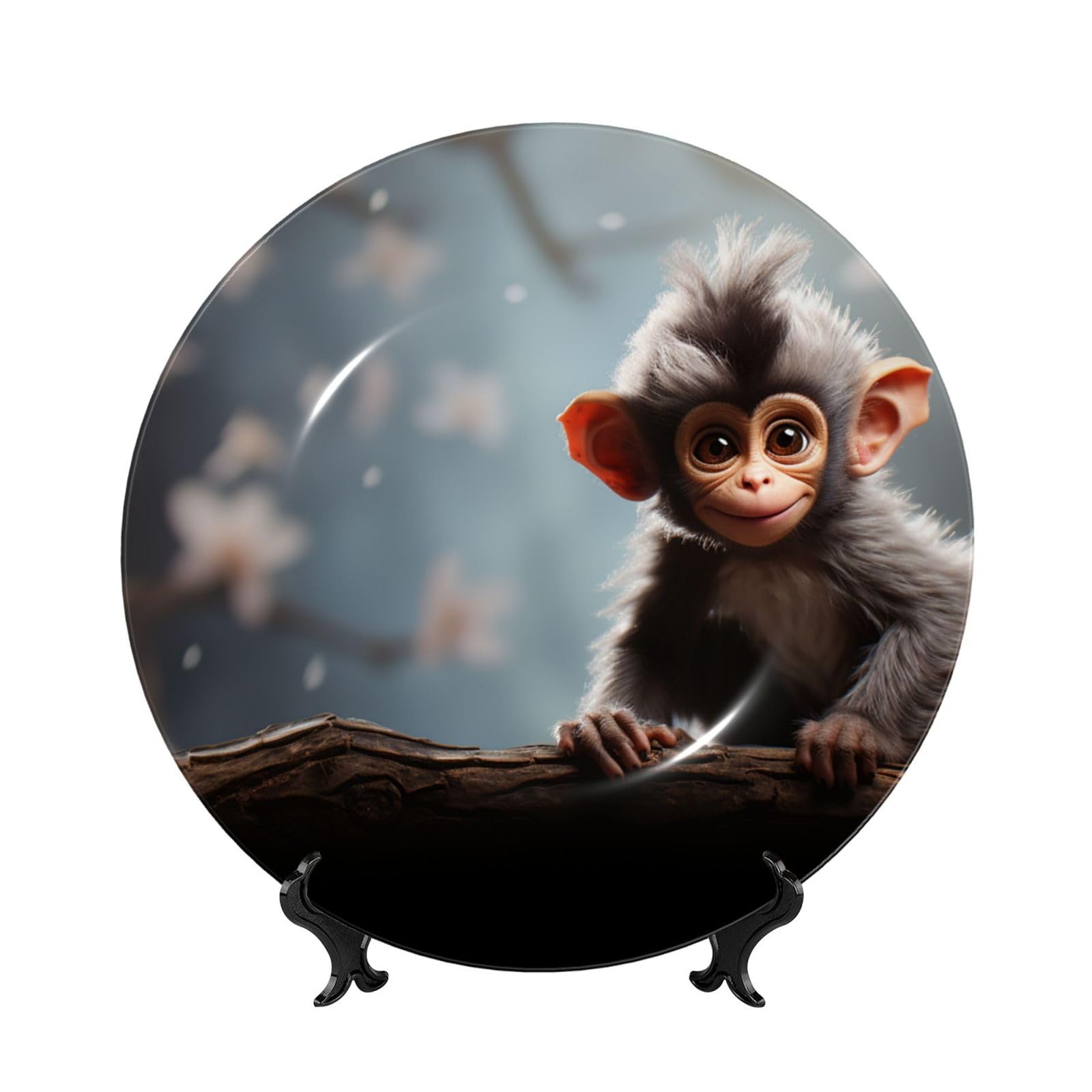 Assiette en porcelaine anglaise singe mignon 25,4 cm faite main