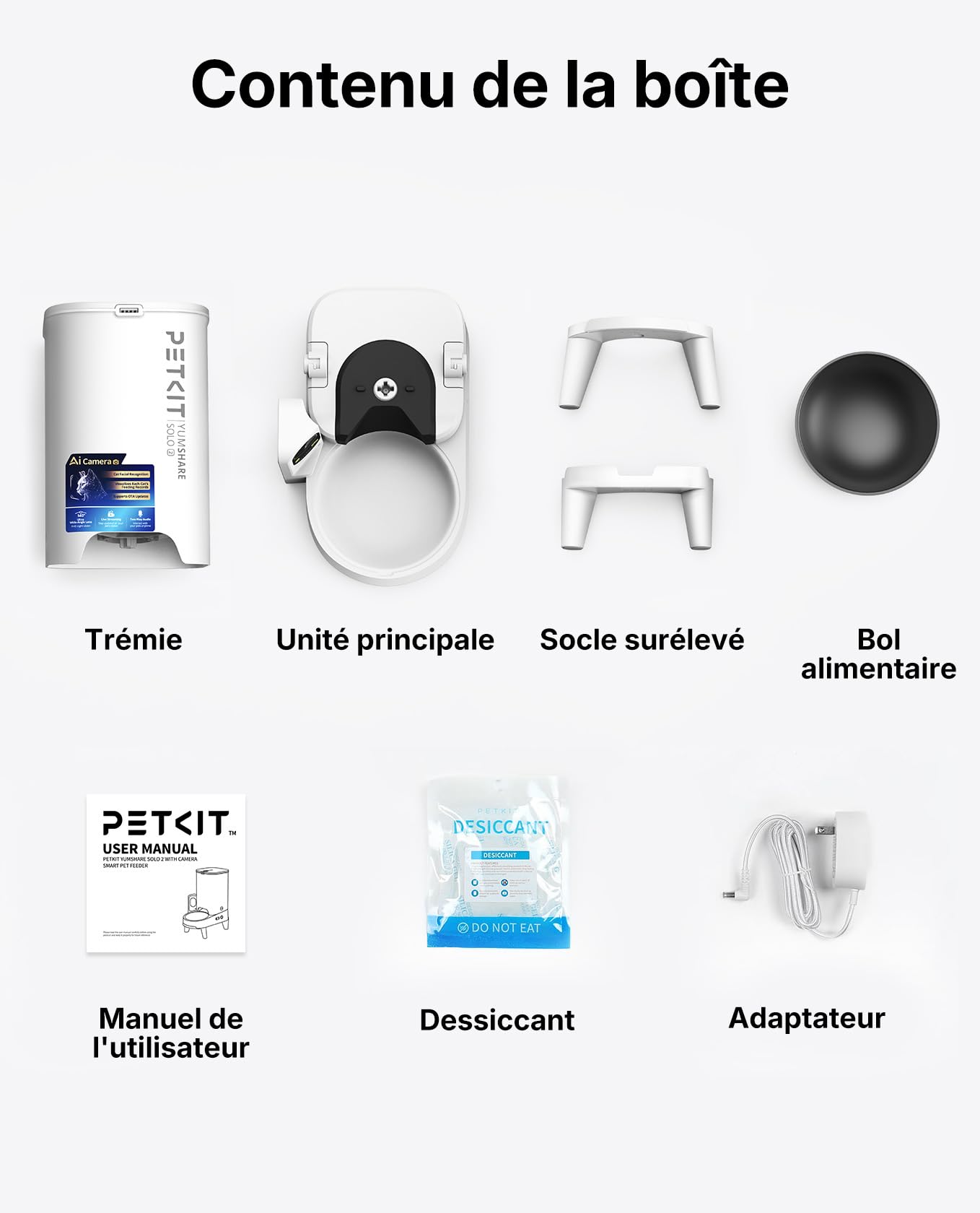 PETKIT YumShare Solo 2 Distributeur Croquettes Chat Automatique avec Caméra, Reconnaissance faciale Multi-Chats, WiFi 2.4 GHz & 5GHz, Vision Nocturne, Contrôle Via App, Jusqu'à 5 Repas par Jour
