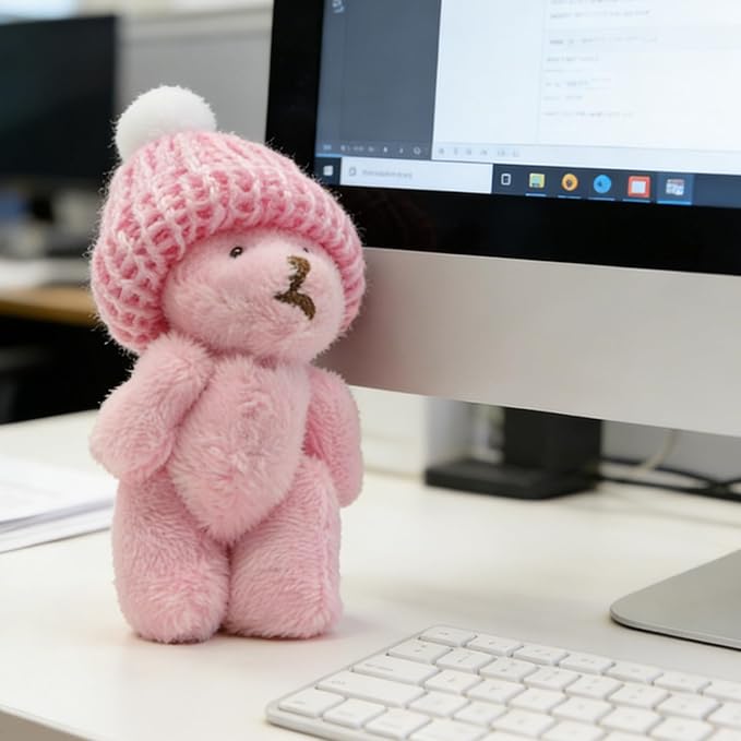Tiny Bear in a Box, Mini Peluche Oso de Felpa Hecho a Mano Rosa miniatura 7