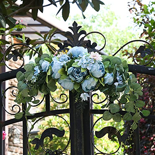 Insunsix Wedding Arch Flowers,Artificial Swag Peony Flower Eucalyptus 30 Inch Floral Swag Door Swag Wreath Twig For Home Wedding Wall Door Decoration(Blue) #TOP7