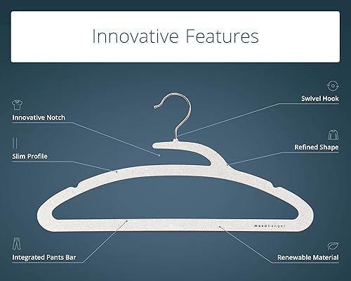 Miniatura 5 de Mozu Hanger por Ensu Design  Perchas de paja de trigo fáciles de poner y quitar sin estirar, ecológicas (paquete de 40)