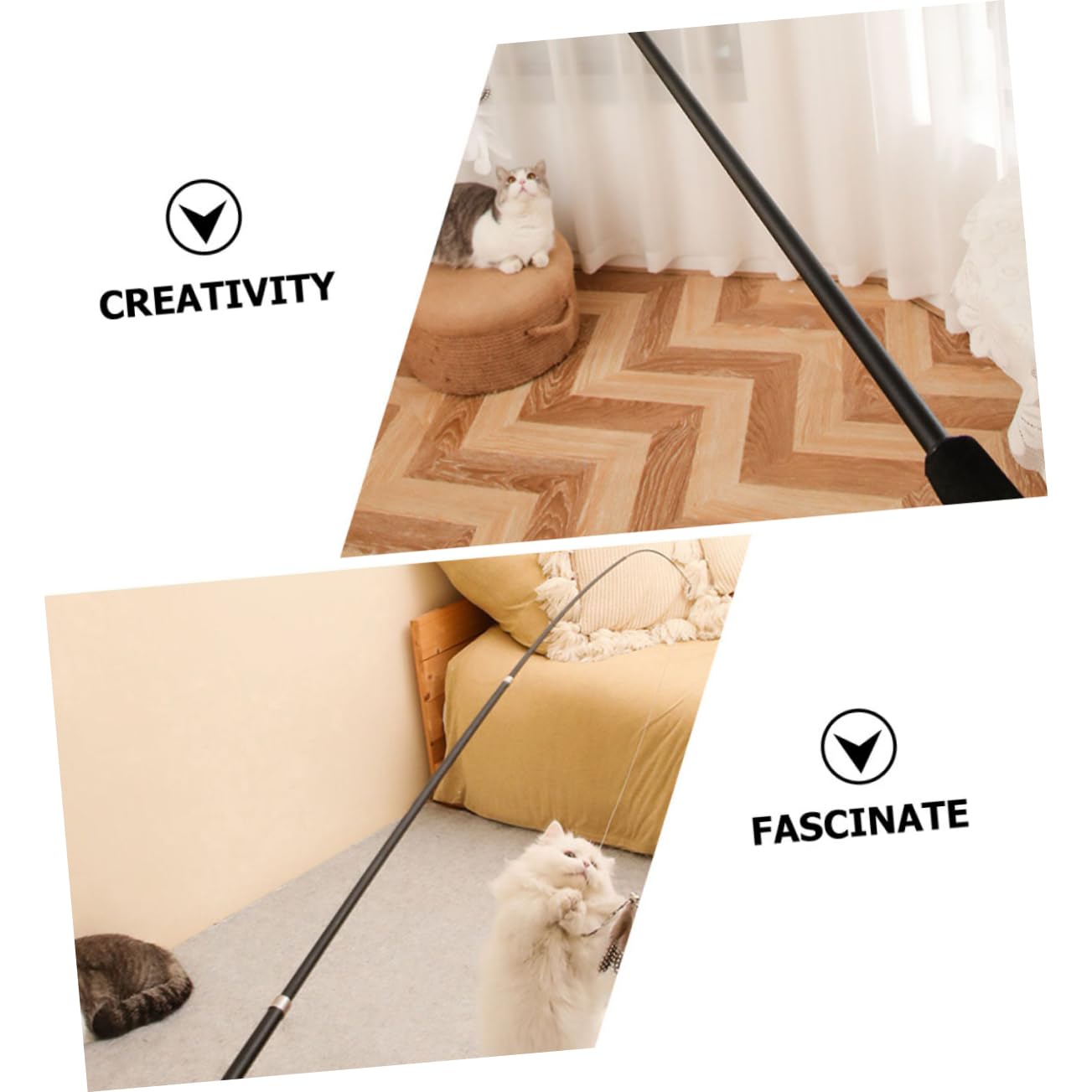 FOMIYES 8stücke Katzenangel Spielzeug Telescopic Teaser Stäbe Mit Bunten Federn Für Interaktive Beschäftigung Jagdinstinkte Ihrer Katze