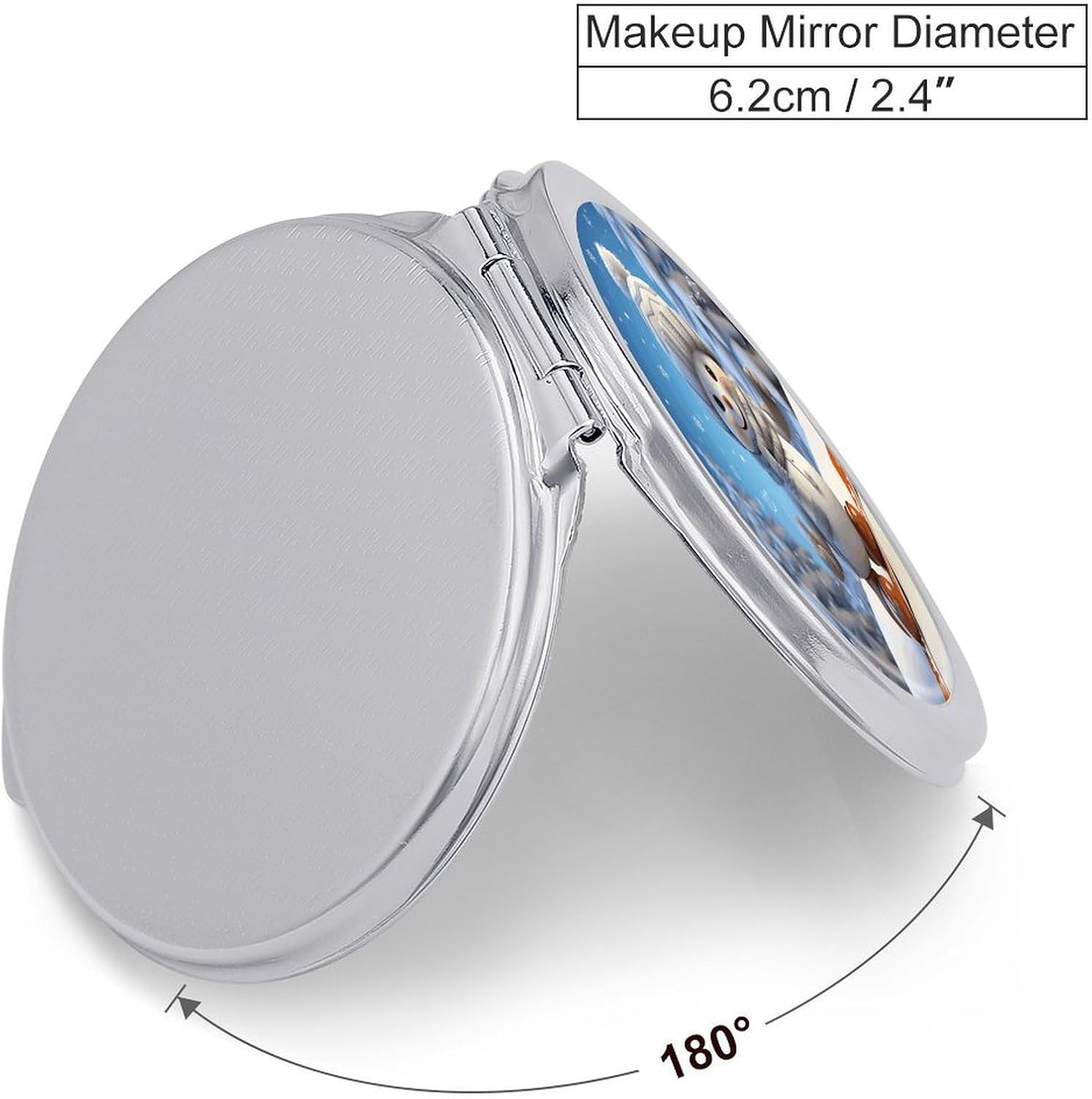 Cute Snowboard Snowman Makeup Mirror Lightweight Compact Mirror Portable Folding Travel Mirror 2-Sided Round Handheld Beauty Mirrors Mini Pocket Mirrors for Gift image 2