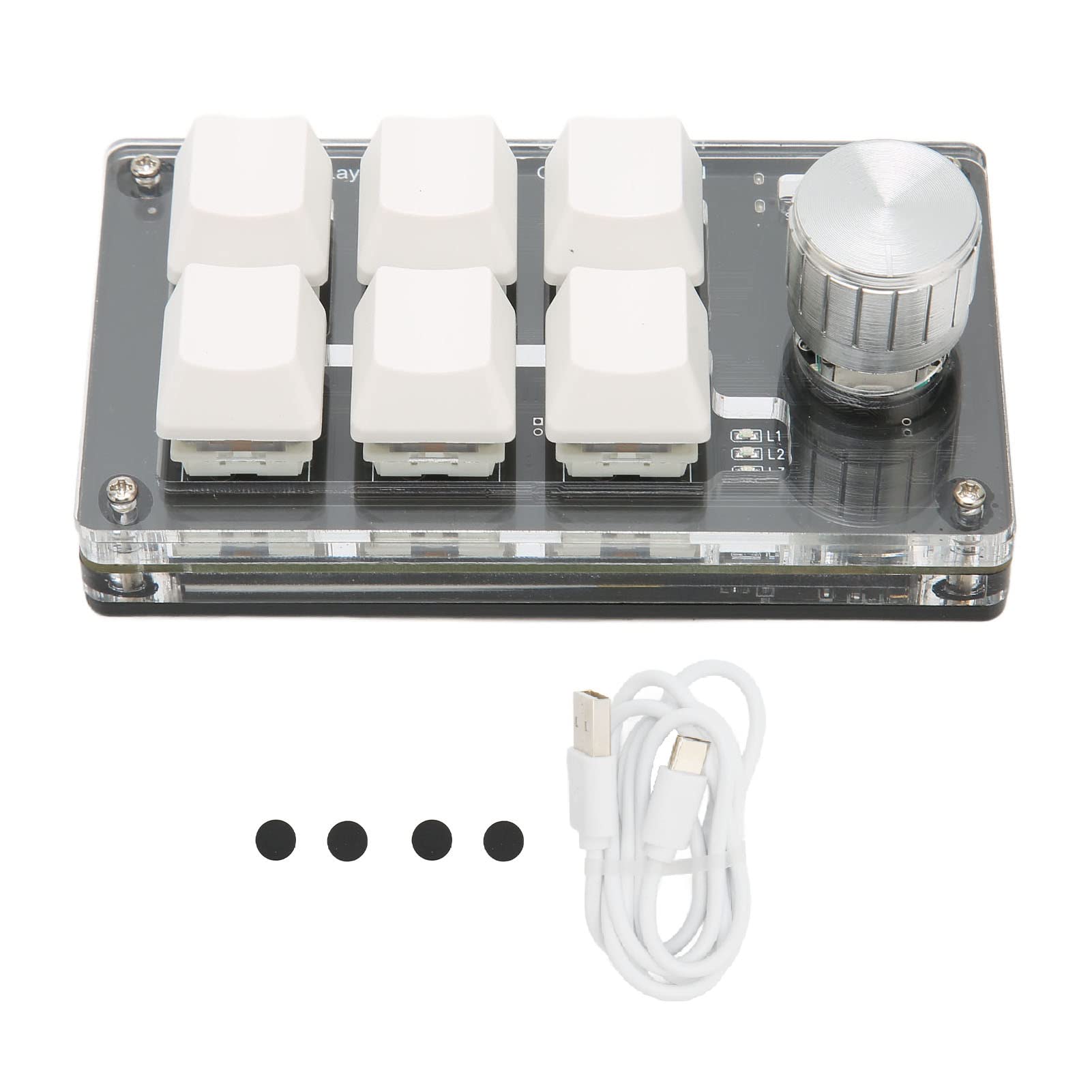 Aramox Mini Tastiera, Connessione a Doppia modalità Plug And Play Tastiera a Una Mano Comunemente Usata Tasto Blu Generale 6 Tasti per Computer (#2)