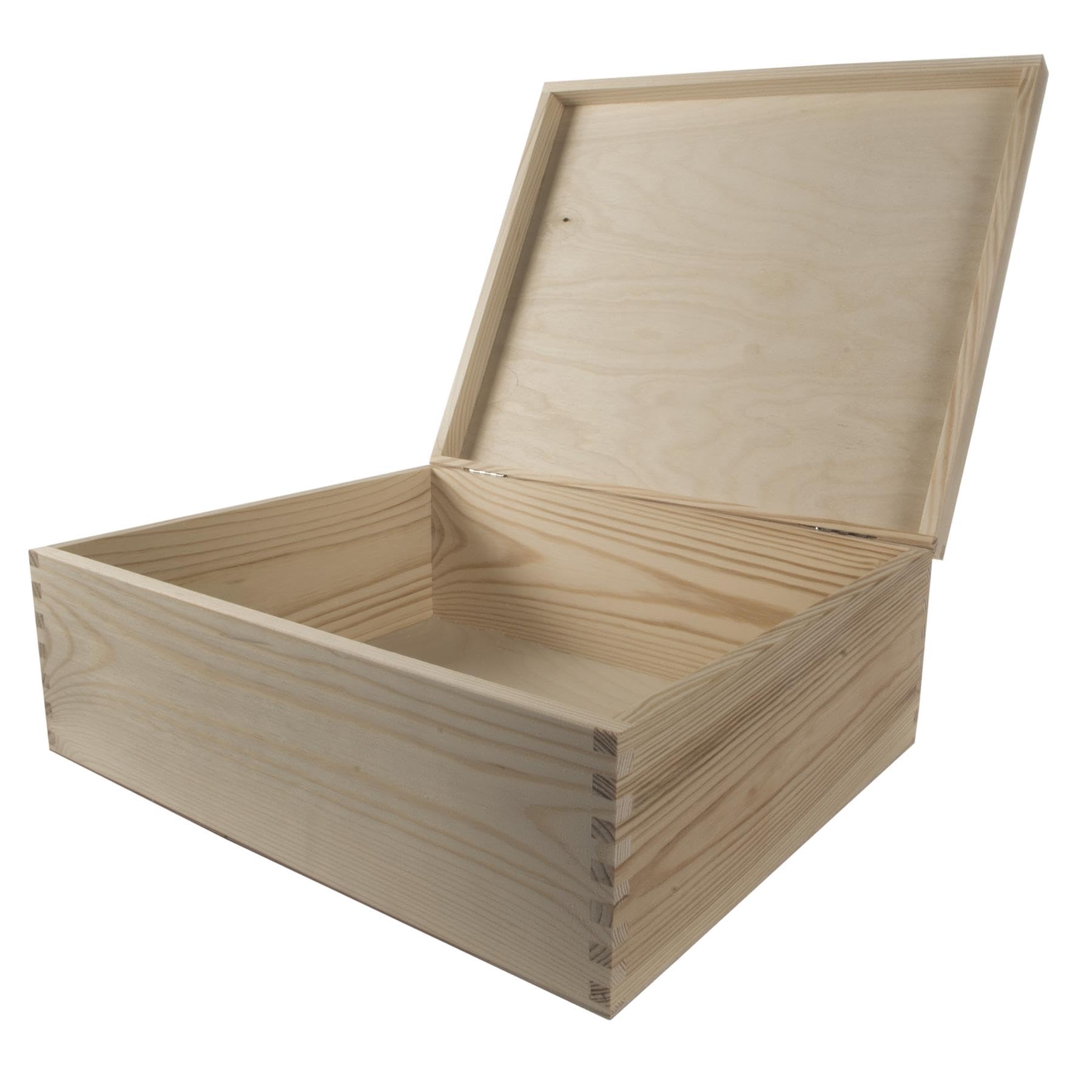 WooDeeDoo Large Rectangular Wooden Box with Lid | 36 x 30 x 13 cm | A4 Documents Valuables Keepsake Storage | Unpainted & Untreated Plain Decorative Pinewood for Craft Decoupage