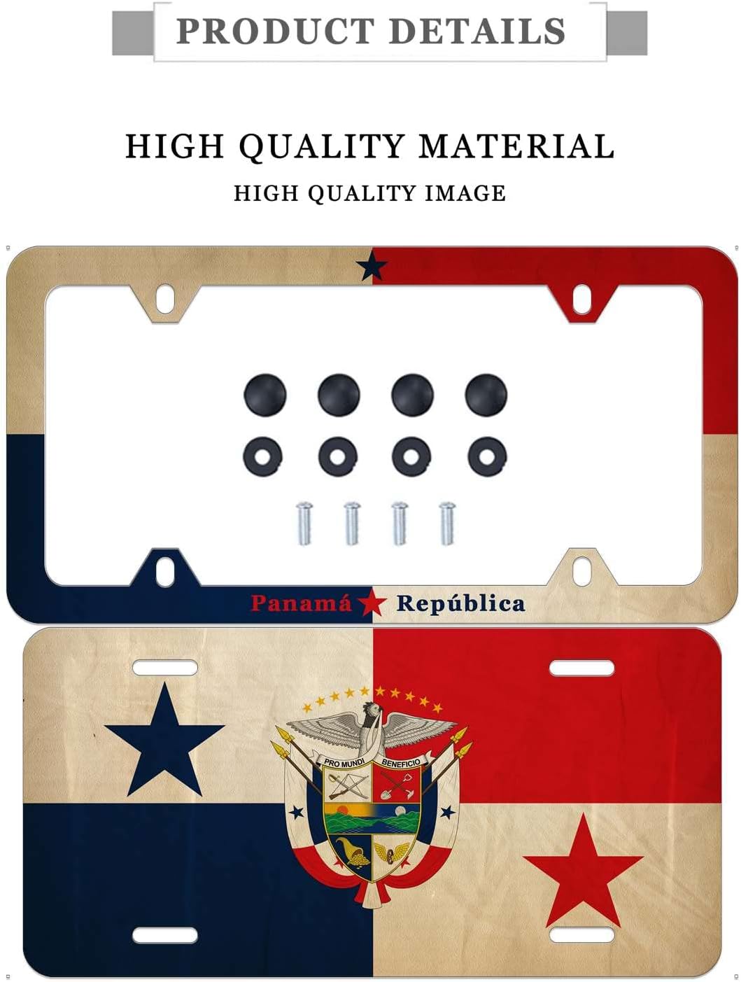 The National Flag of Panama República North America Country Signs Retro Suitable Aluminum License Plate Frame Car Accessories