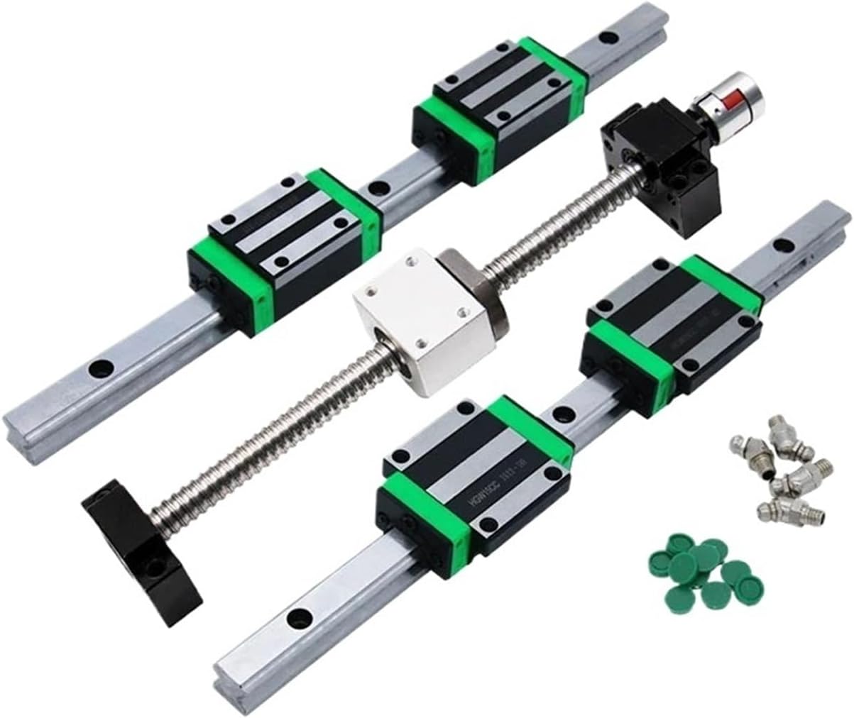 2pcs HGR20 Linear Guide Rail+4 Slider Blocks+1 kit Ball Screw SFU1605 SFU1610 SFU2005 SFU2010 for CNC Part XYZ axis Router(SFU2010 HGW20CC,650mm)