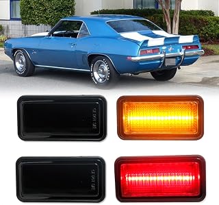 for 1968 Chevrolet Camaro,1968 1969 Impala Nova Corvette El Camino Caprice Chevelle Front Rear Side Marker Light Smoked Lens Amber & Red LED Lamp OEM CA-FFL-68