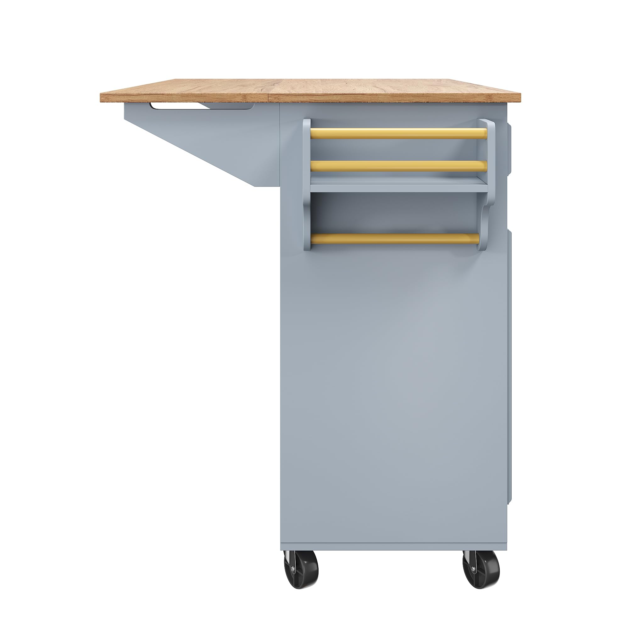 TIZZ Isola da cucina, 110 x 45 x 75 x 92 cm, moderna credenza da cucina, carrello da portata rimovibile, stile vintage, tavolo da pranzo multifunzione con spazio di archiviazione, blu