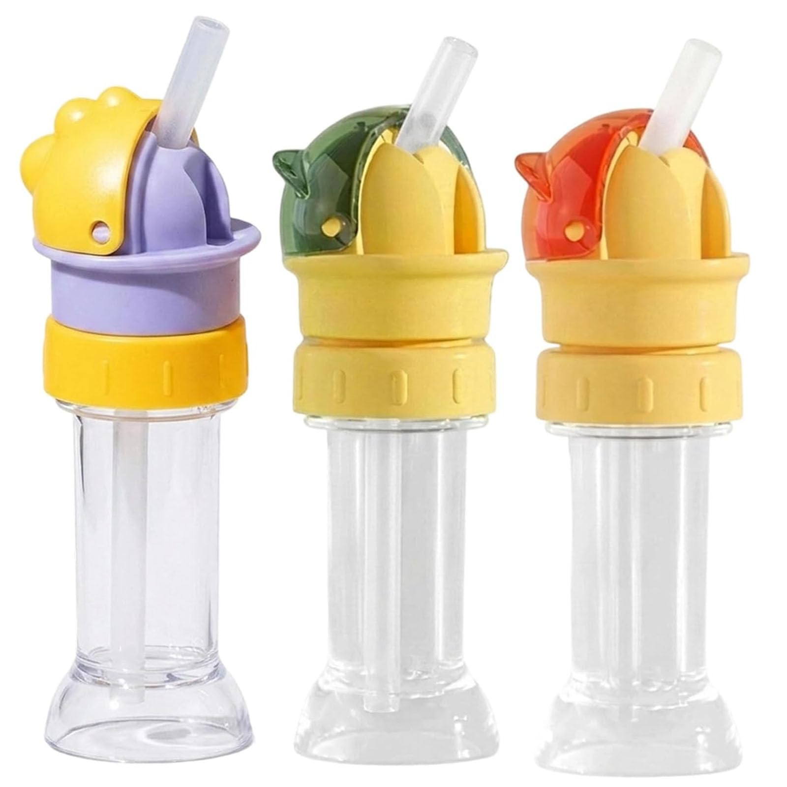 3 PCS Water Bottle Spout Conversion Cap with Straw, Reusable Soft Silicone Flip Top Spill Resistant Design, Adapter for Plastic Bottles, Water Bottle Spout Adapter for Travel, Sports (3 PCS D)