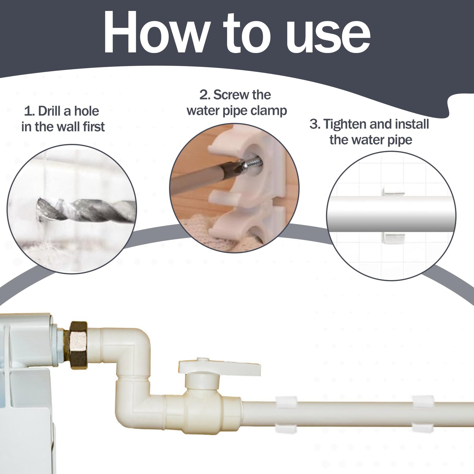 50 pezzi 20 mm tubo clip set,supporto a U per tubo in PPR,tubo Irl 20 mm,clip per tubo di fissaggio per tubi dell'acqua, gas, plastica, tubo clip per officine, cantieri (grigio)