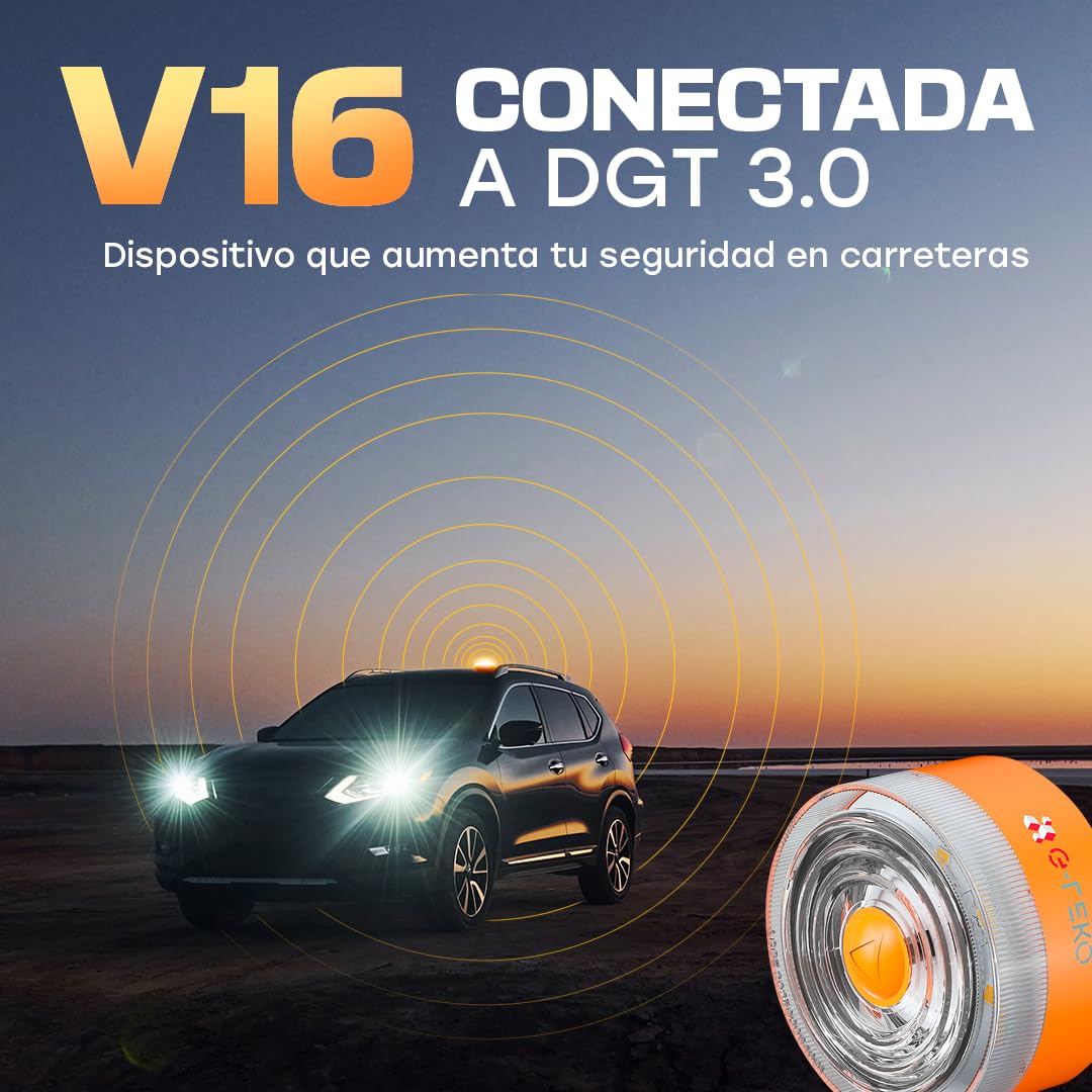 WEIDA Baliza V16 - Luz De Emergencia Geolocalizable | Modelo F168 | Baliza para Coche Homologada DGT | Base Magnética, Pilas Alcalinas 9V, Autonomía Máx 2 Horas | Resistencia al Agua IP54 (PACK 1) — view 5