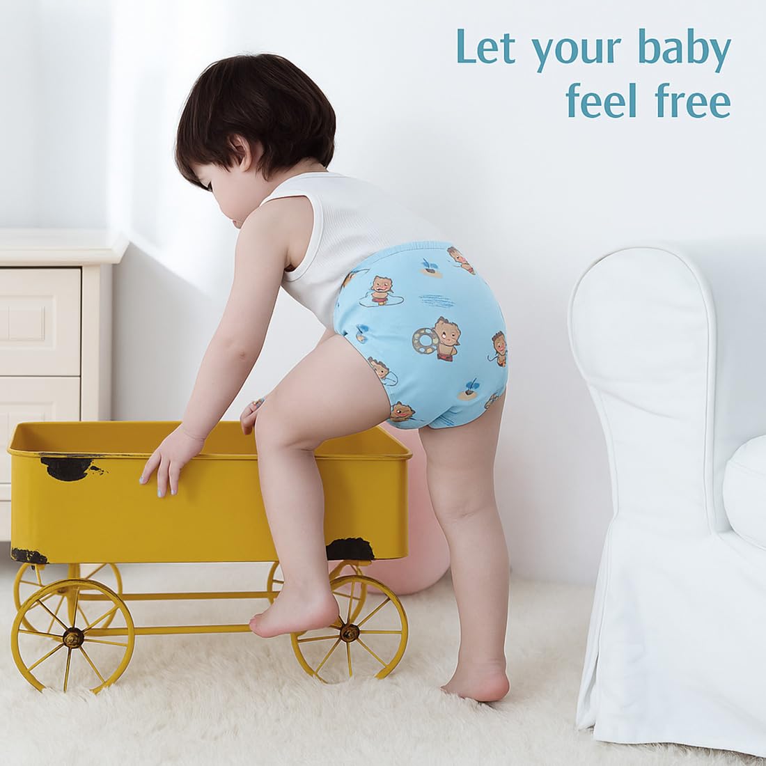 3 Pezzi Mutandine di Apprendimento, Pantaloni da Vasino, Mutandine di Apprendimento Bimbi Bambini Cotone Assorbente Impermeabile, per Bambini