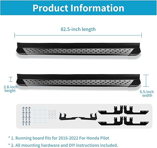 Miniatura 3 de ECCPP Estribos aptos para Honda Pilot Sport Utility de 4 puertas Nerf Bars ABS + deslizadores de aleación de aluminio 2016-2022