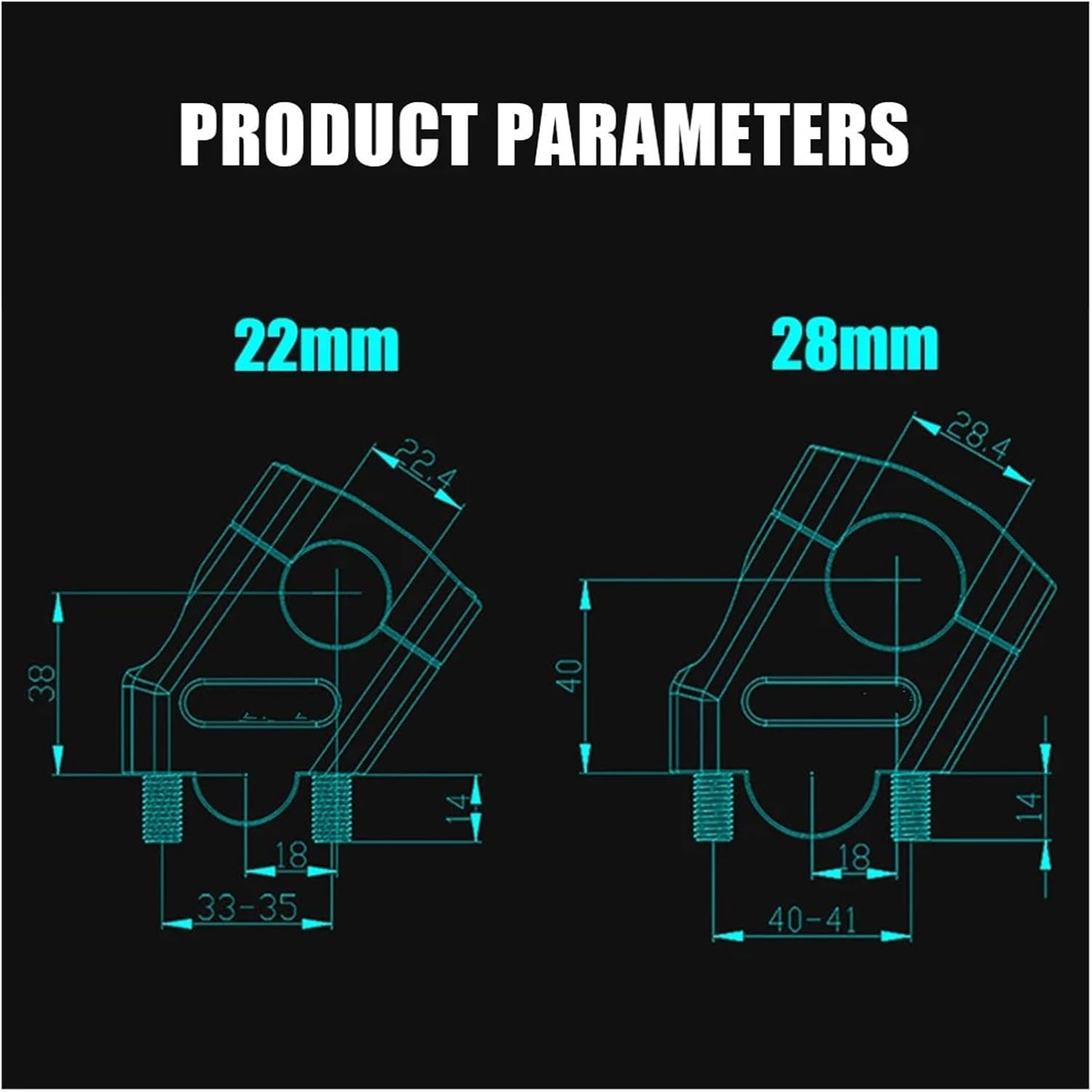 Handlebar Bar Risers For Ya&maha Motorcycle Handlebar Riser Heightening Motocross Handle Clamp Extend Adapter 22mm 28mm Motorcycle Handlebar Risers(Black,22mm)