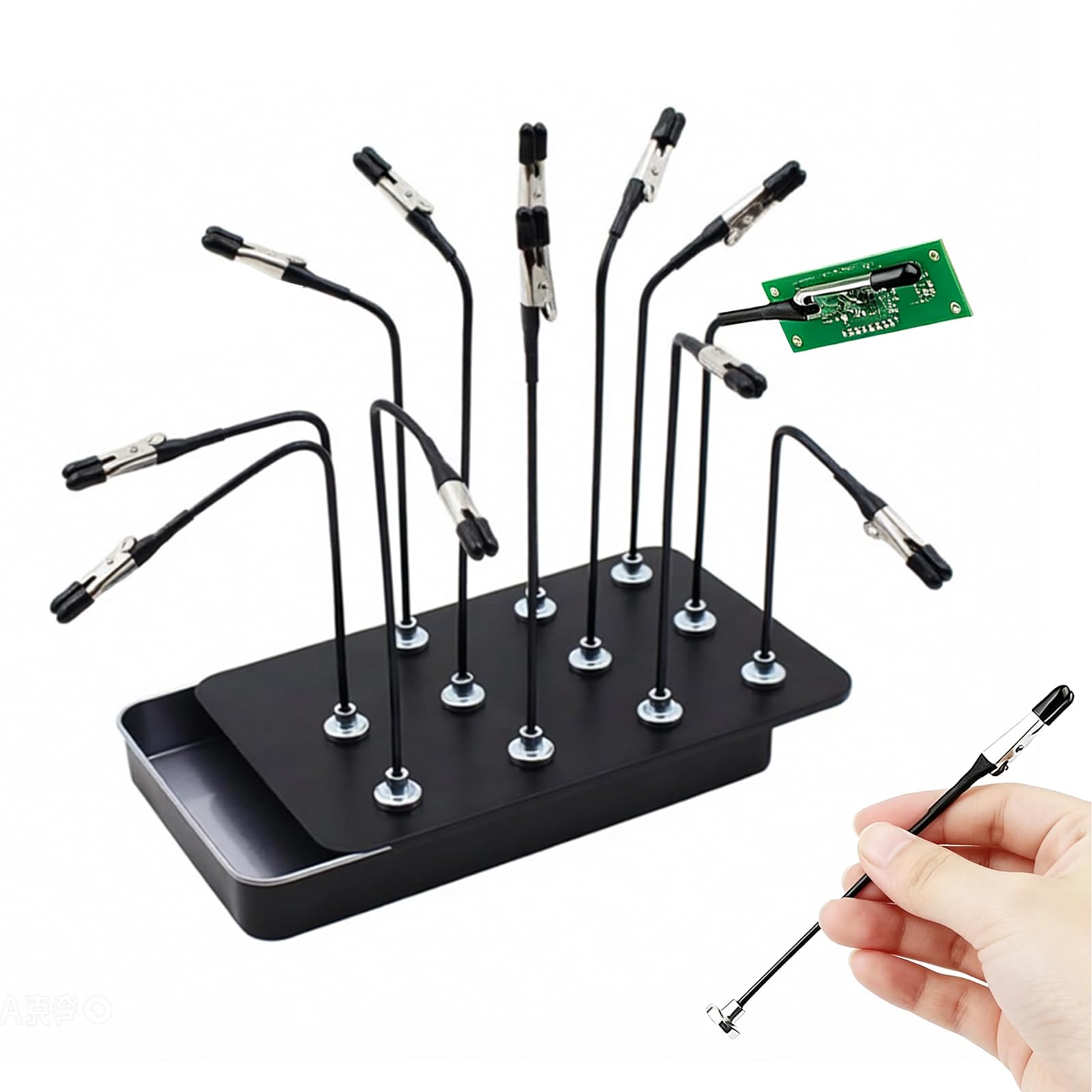 12 PCS Magnetic Bendable Alligator Clip Set with Metal Storage Box, Adjustable Helping Hands Soldering Tool, Model Painting Stand Holder for Miniatures Airbrush DIY Crafts, Adjustable Metal Clamps Kit