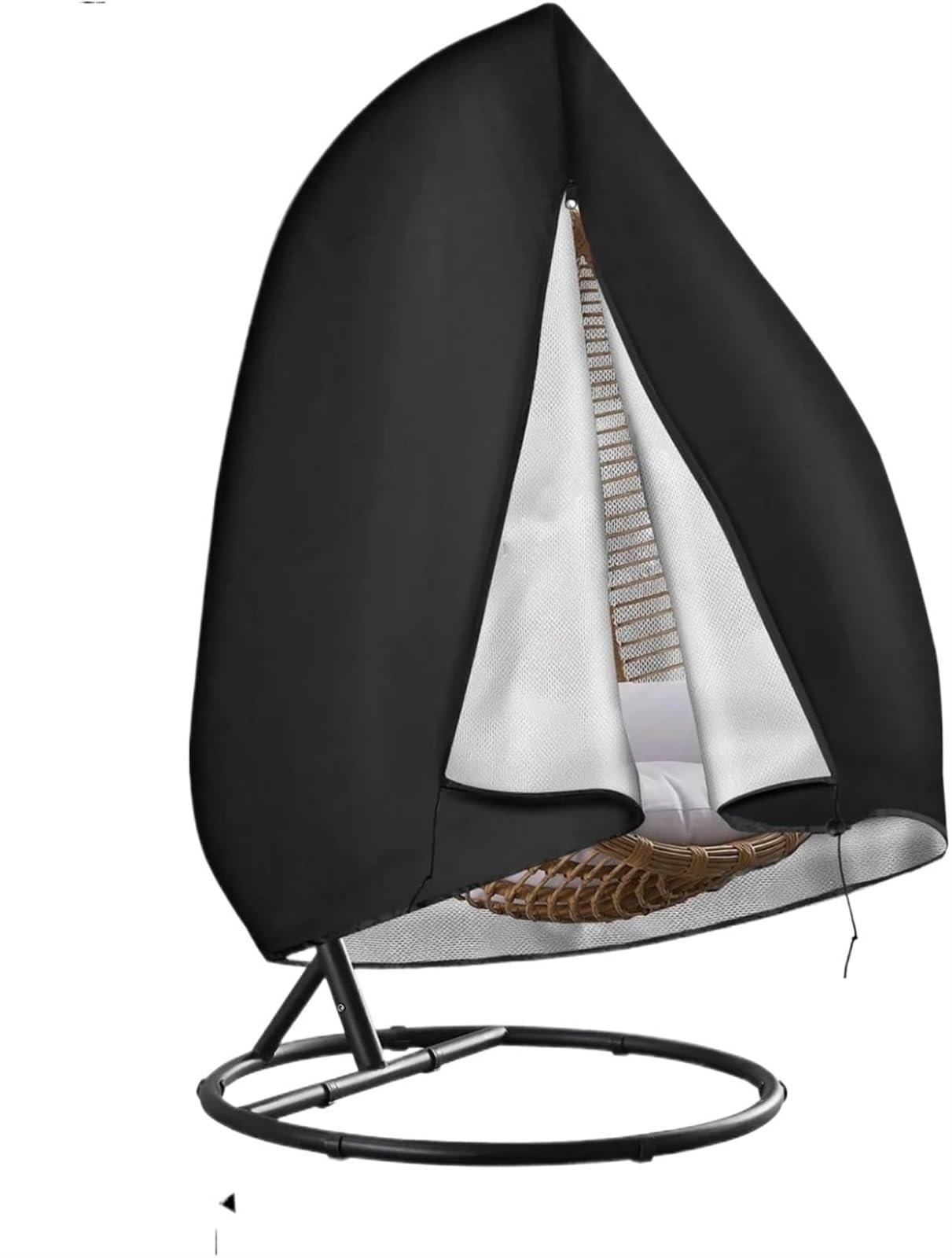 Gcyeidma Black Egg Chair Cover Hanging Chair Cover Waterproof Protector For Outdoor Garden Swing Rattan Egg Furniture