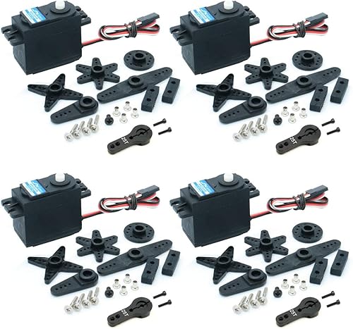 PDI-4503HB - Engranaje de plástico servo de 120, 330Hz, estándar digital, gran par para helicóptero, robot de coche (4 piezas, negro)