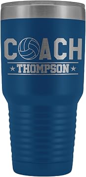 Personalized Volleyball Coach Tumbler with Name - 30oz Insulated - Blue