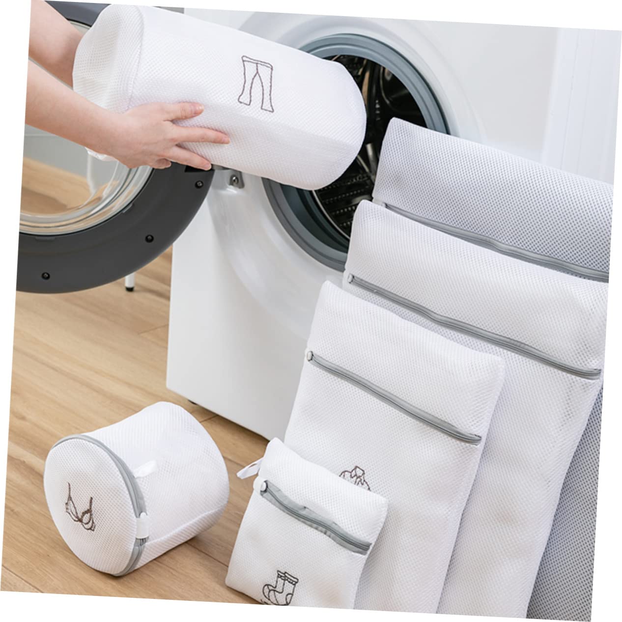 Wäschenetz für Stickereien 6 Stück Weiß aus Polyester Schützt Empfindliche Kleidung Verhindert Verheddern und Kratzer für Waschmaschine