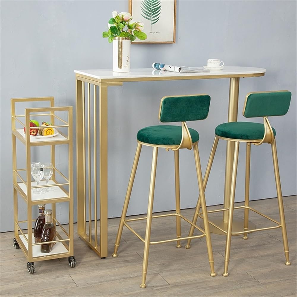 Tavolino Alto Tavolo da bar in marmo con struttura in metallo, tavolo da pranzo da cucina con piedini alti di lusso Home Light Tavolo Alto(Gold,100 * 40 * 105cm)