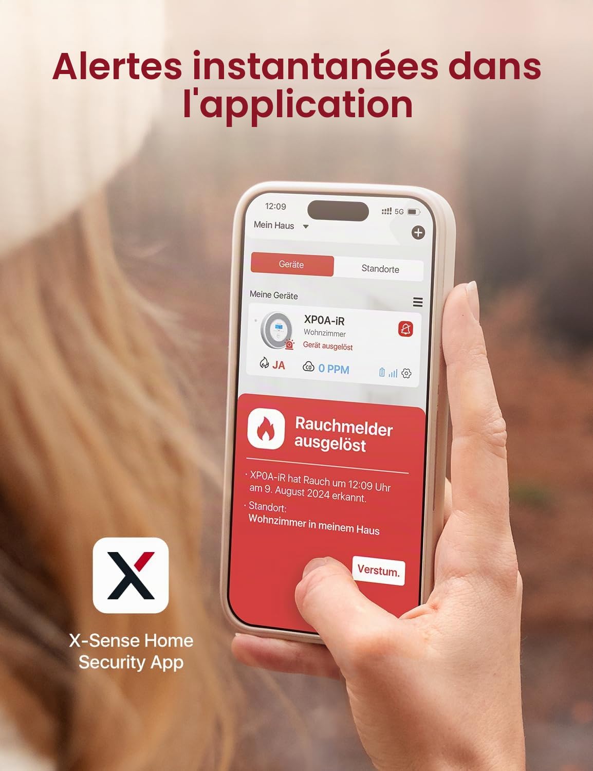X-Sense XP0A-iR Détecteur de fumée et de monoxyde de carbone avec alarme vocale et annonce de localisation, Wi-Fi combiné pour 17 pièces définissables, compatible avec l'application de sécurité