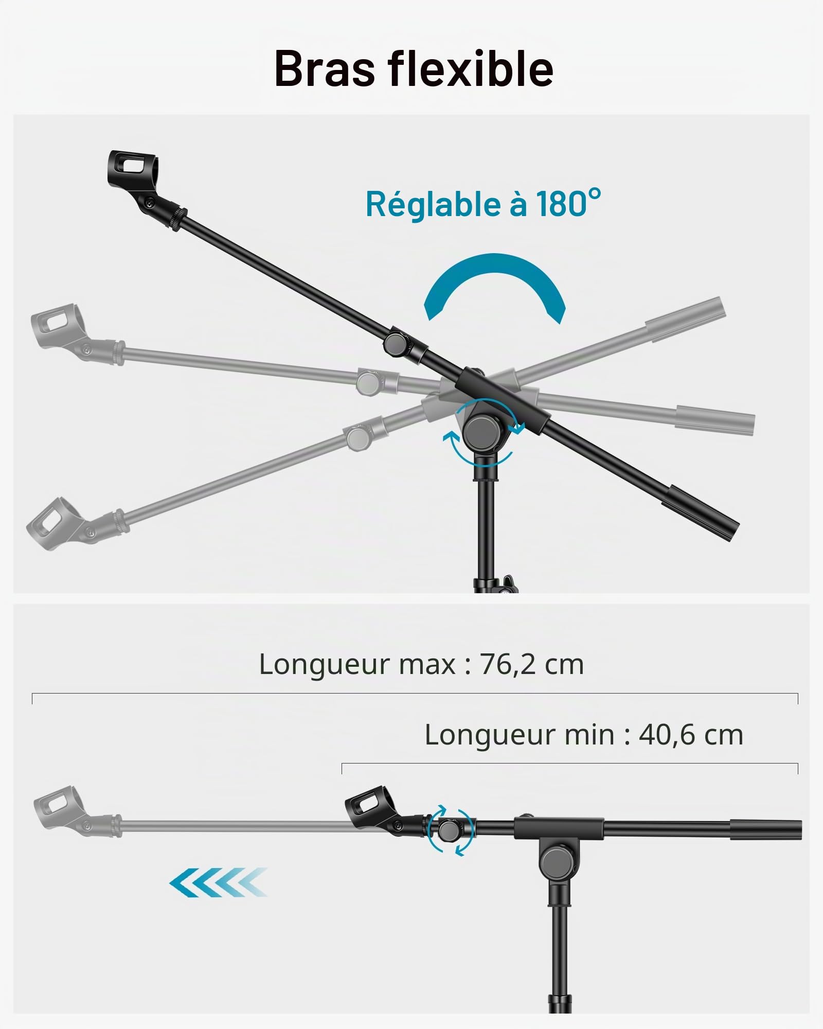 InnoGear Support de microphone, trépied avec bras de suspension réglable en hauteur avec sac de transport, 2 clips de micro, adaptateur de 9,5 mm à 15,8 mm pour chant, podcast pour Blue Yeti, Shure