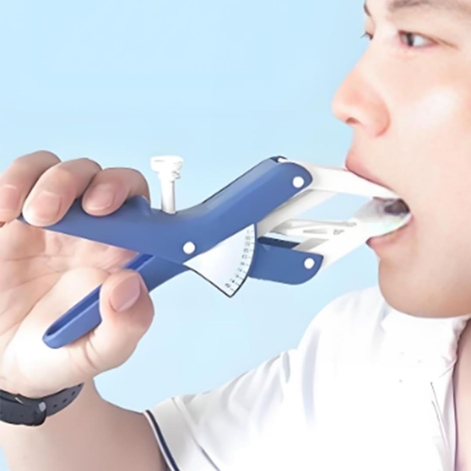 Flaring Mouth Opener Silicone Mouth Exerciser Dental Cheek Retractor 7-50mm Adjustable Opening Distance with Clear Angle Plate for