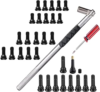 Dr.Roc Tire Valve Stem Puller Set –1 x Valve Stem Installer, 30 x Brass Ozone Resistant EPDM Snap-in Tire Valve Stem with Valve Cores (10 x TR412,10 x TR413,10 x TR414), 1 x Valve Core Remover (30)
