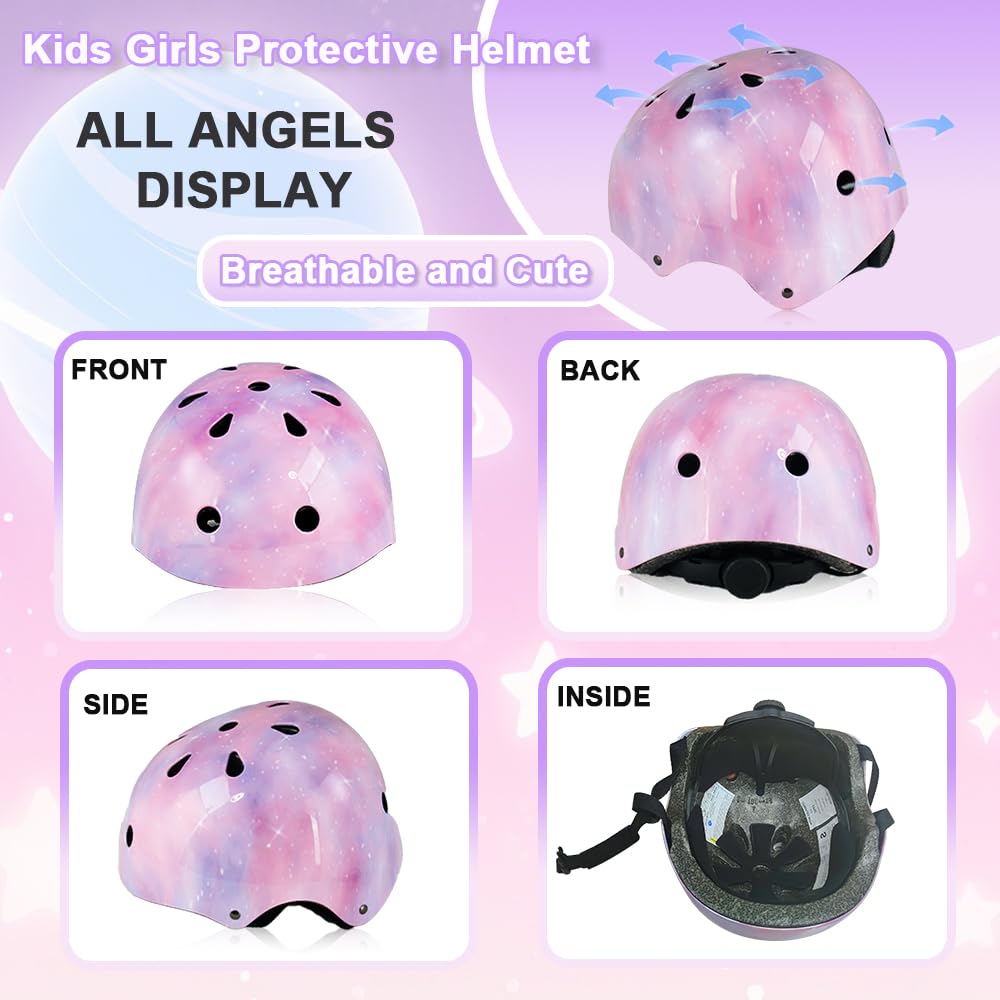 Casco bici skateboard per bambina bambino, Casco protettivo regolabile per ciclismo multisport, pattinaggio in linea, bicicletta, monopattino
