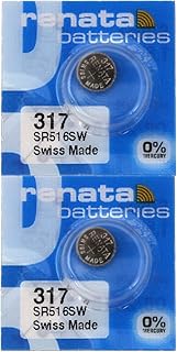 Renata 317 SR516SW Batteries - 1.55V Silver Oxide 317 Watch Battery (2 Count)