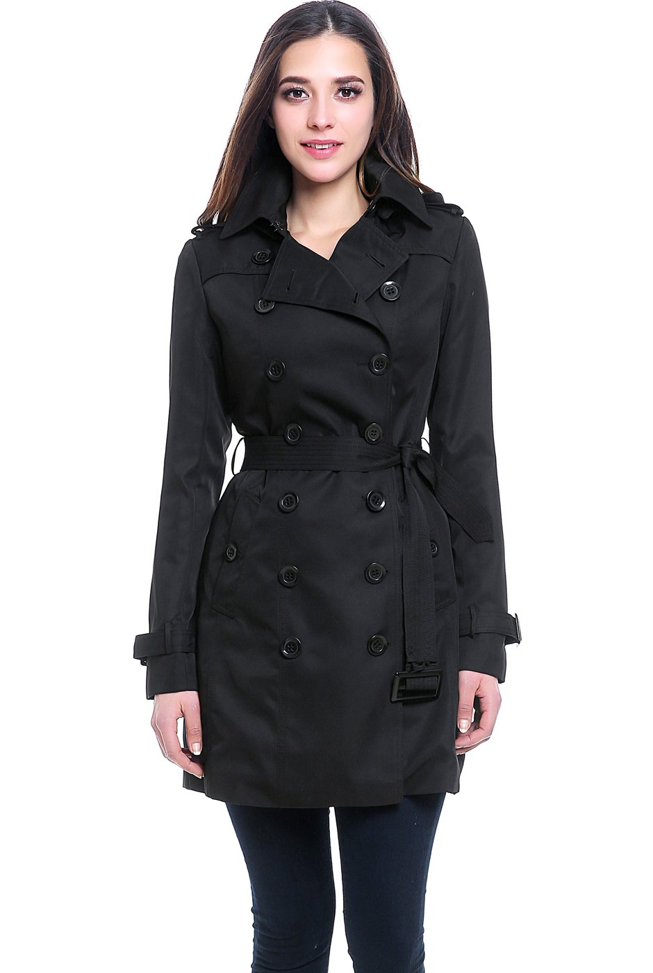 BGSD Women's Viv Waterproof Hooded Mid Length Trench Coat