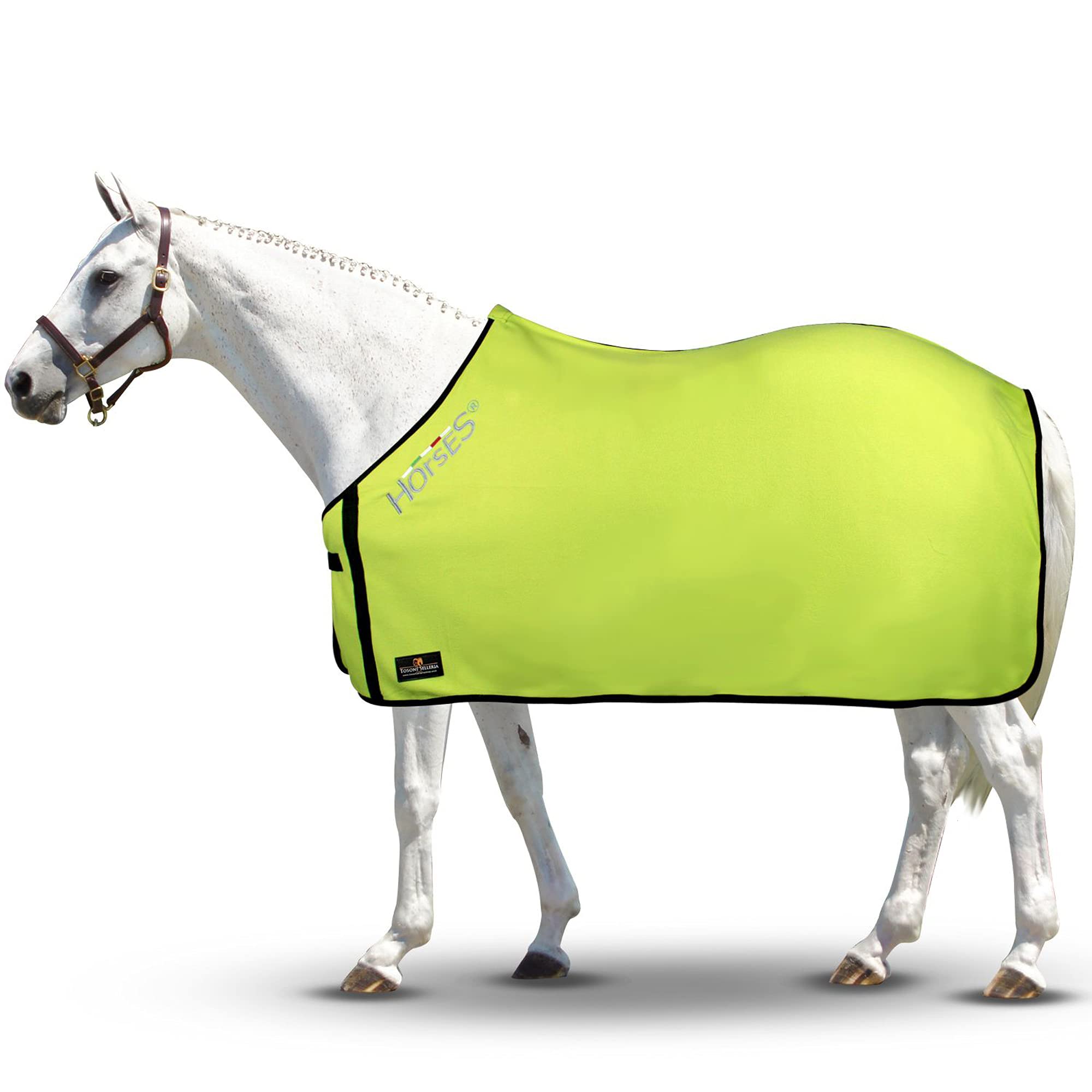 Horses, Manta Polar Para Caballos, Modelo Basic, Suave y Confortable, Ideal Para Transporte y Después del Trabajo (amarillo canarino - 155 cm)