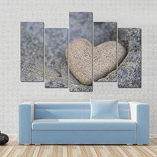 ERGO PLUS Modern Canvas Wall Art Paintings Pictures Artworks Accessories Sand Look Alike Heart Printed Poster Watercolor Modular Framework Stretched Framed Ready to Hang