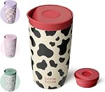 BOTTLE BOTTLE Mug de voyage isolé 12oz(350ml) Coupe de café en acier inoxydable avec bouton poussoir garde froid et chaud pour 6 Heures (Noir)