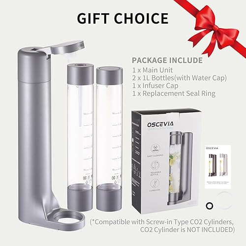 Miniatura 7 de Máquina de agua con gas, seltzer y carbonatador para bebidas, dispensador de vapor de soda, máquina carbonatadora con 2 botellas sin BPA, compatible