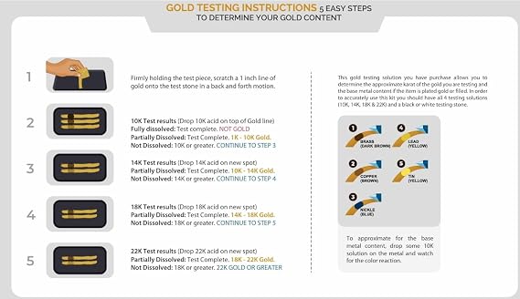 5 Bottles 18k Gold Test Acid Solutions Tester Detect Your Gold ERAFINE