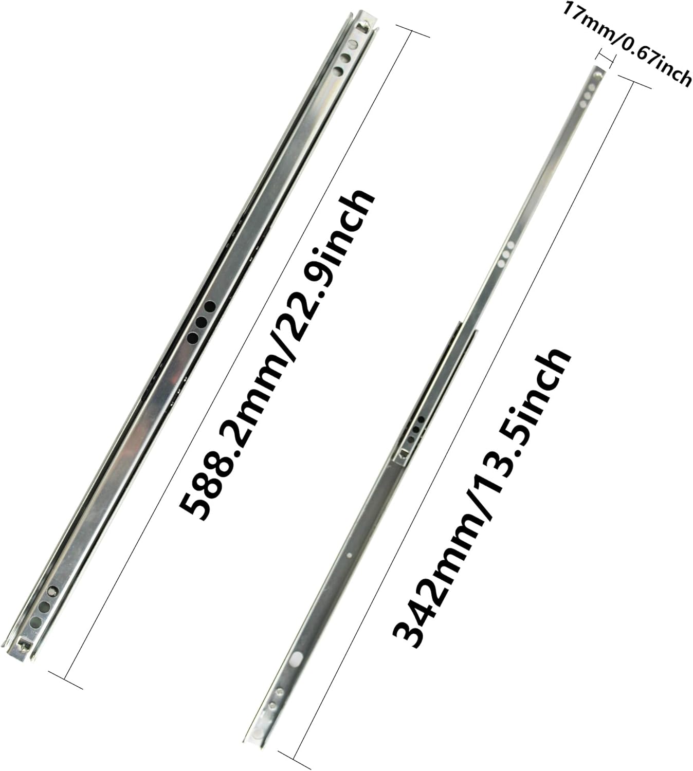 Septe 2PCS Drawer Slides, Metal Drawer Slide, Two Way Drawer Tracks, 13.5 Inch(0.7" Wide)