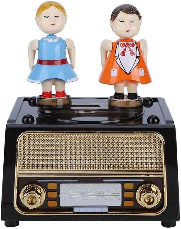 Image of AUGEN Exclusive Dancing Kissing Dolls Music Box Musical 360 rotatable Carousel Children's Wooden Men and Women Birthday Creative Christmas Valentine's Day Gift Home Decoration (Couple)