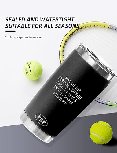 Miniatura 8 de P W P Vaso de 20 onzas para café y bebida, café con diseño de mentes y repetición de vino, vaso de acero inoxidable, taza de café de viaje, vaso