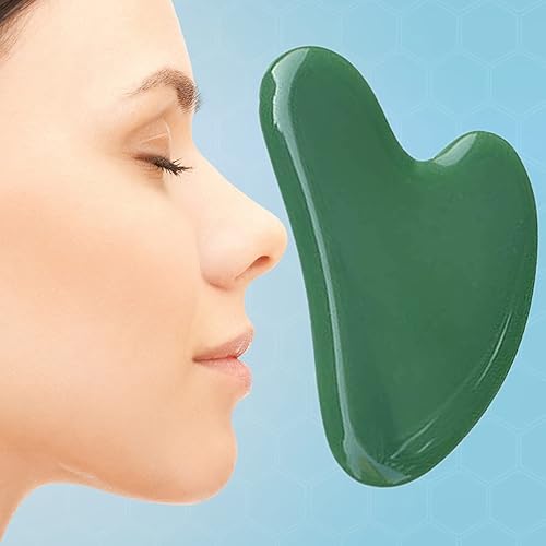 Miniatura 2 de Herramienta Guasha, secreto de belleza asiática, piedra guasha con forma de corazón para evitar arrugas, piedra de masaje verde que reduce las