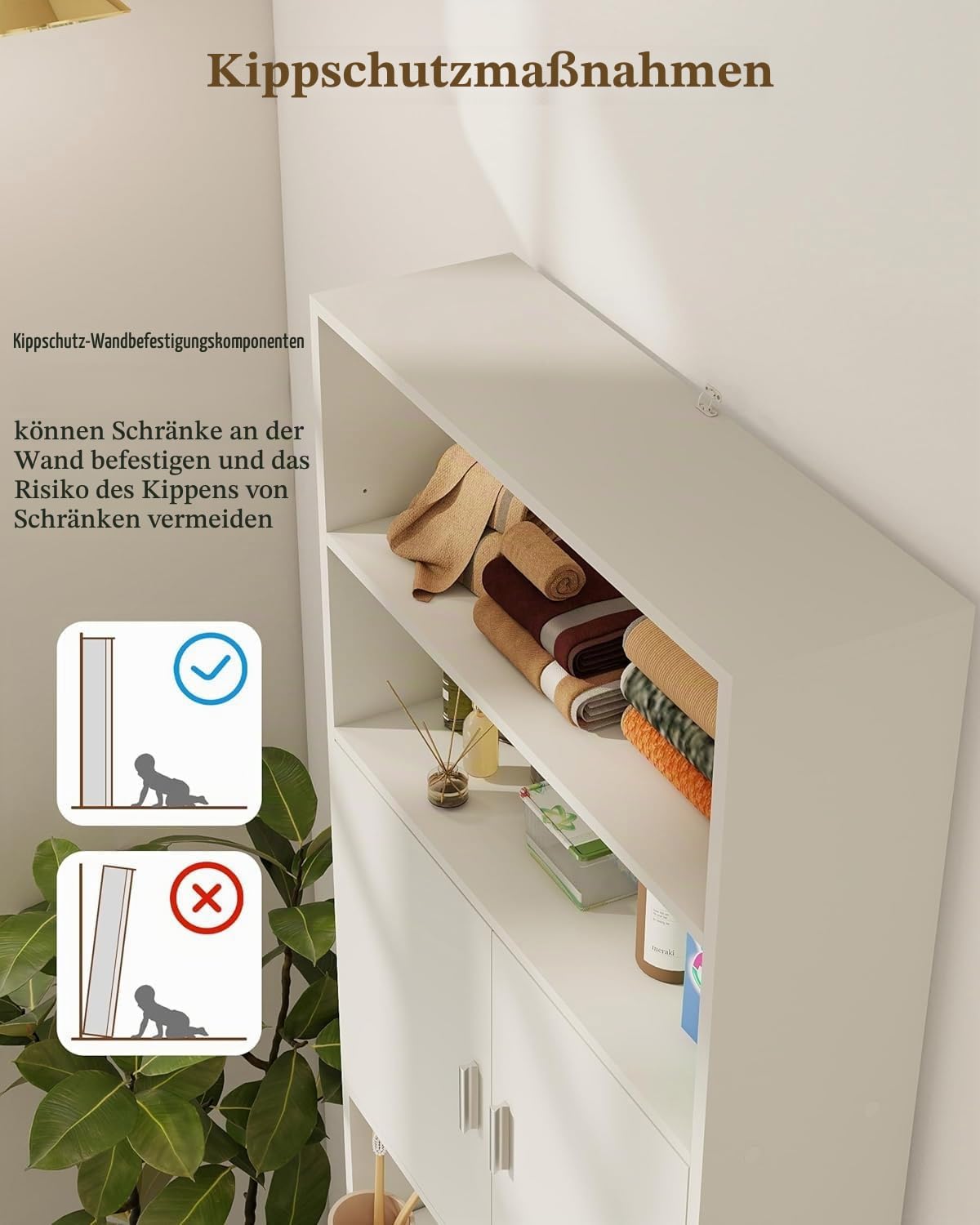 Waschmaschinenschrank Weiß 185x63x19.7cm, Waschmaschinenschrank mit Türen Badschrank Hochschrank mit 2 Türen & 2 Ebenen Waschmaschine Schrank Überbau Badezimmermöbel Mehrzweckschrank